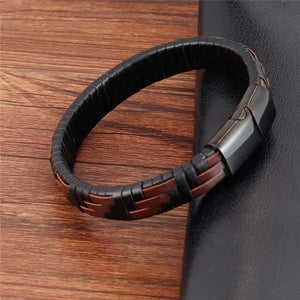 Magnetic Clasp Hand-knitted Leather Bracelet